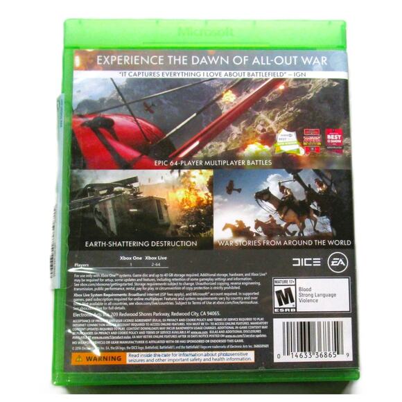 XBOX One Battlefield 1 All-Out War EA Rated Mature Multiplayer Battles Gaming - Picture 3 of 3